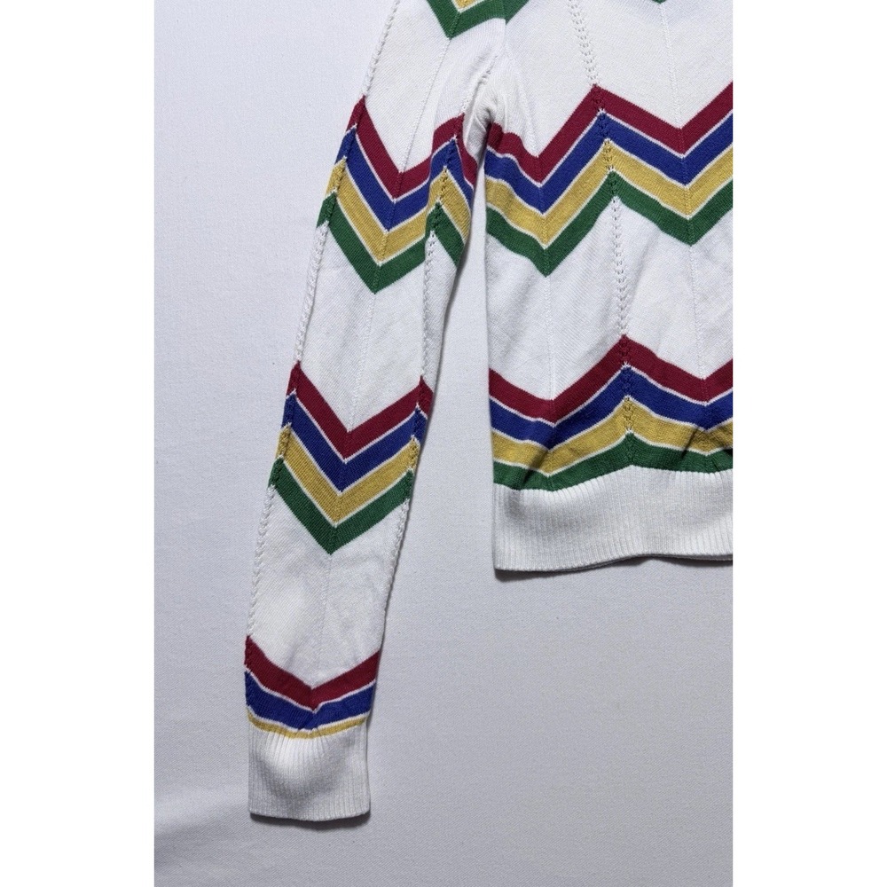 Forever 21 Rainbow Chevron Sweater Small White Colorful Knit Boho - Picture 8 of 10